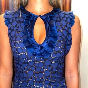 Bebe top size xs, navy blue eyelit fabric